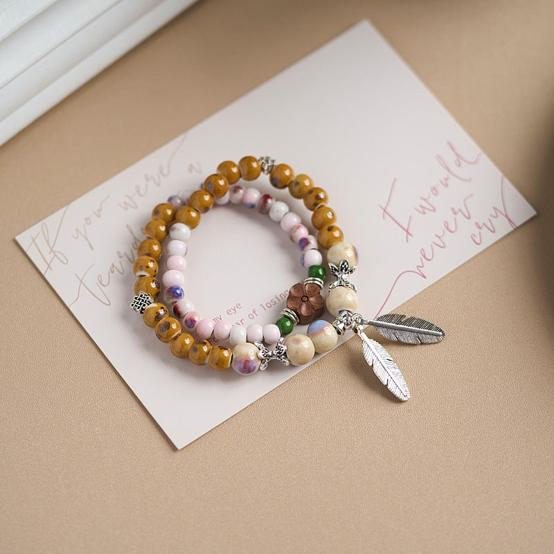 Women's Ceramic Ornament High-grade Hand-woven Chinese Bracelets