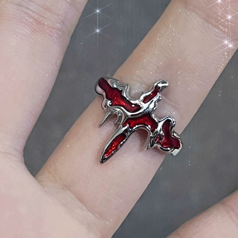 Punk Cross Butterfly Open-end Personality Female Rings