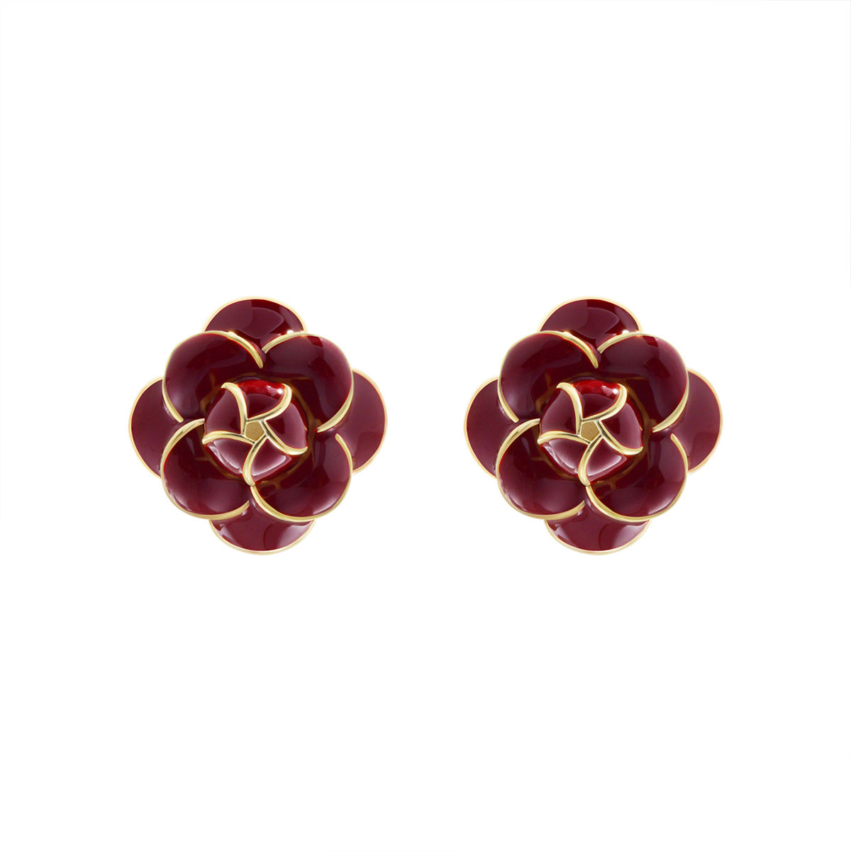 Red Classic Style Wine Flower Vintage Earrings