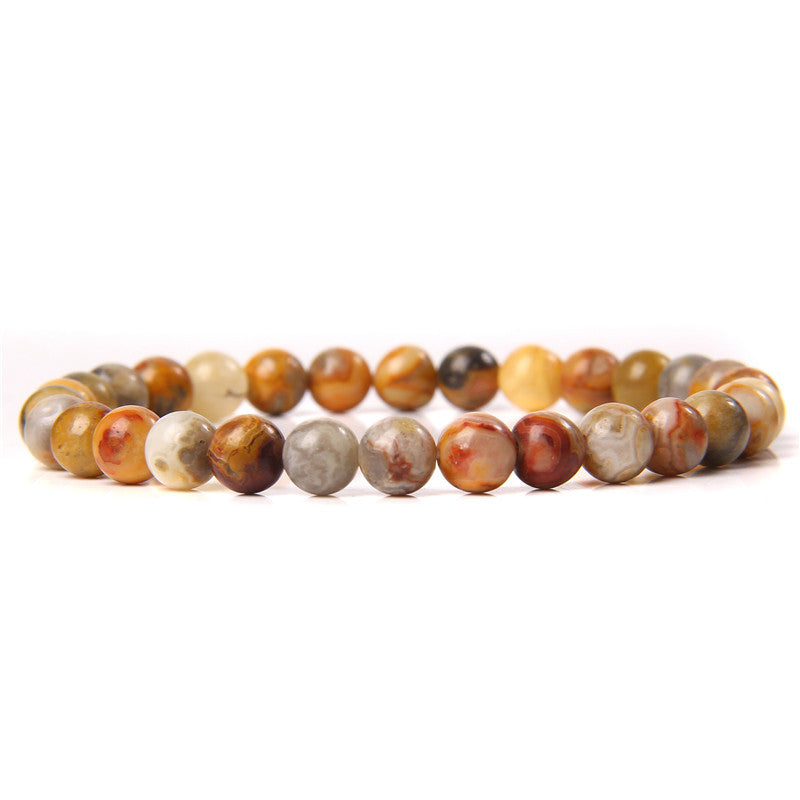 Women's & Men's Single Circle Beaded Natural Agate Stone Bracelets