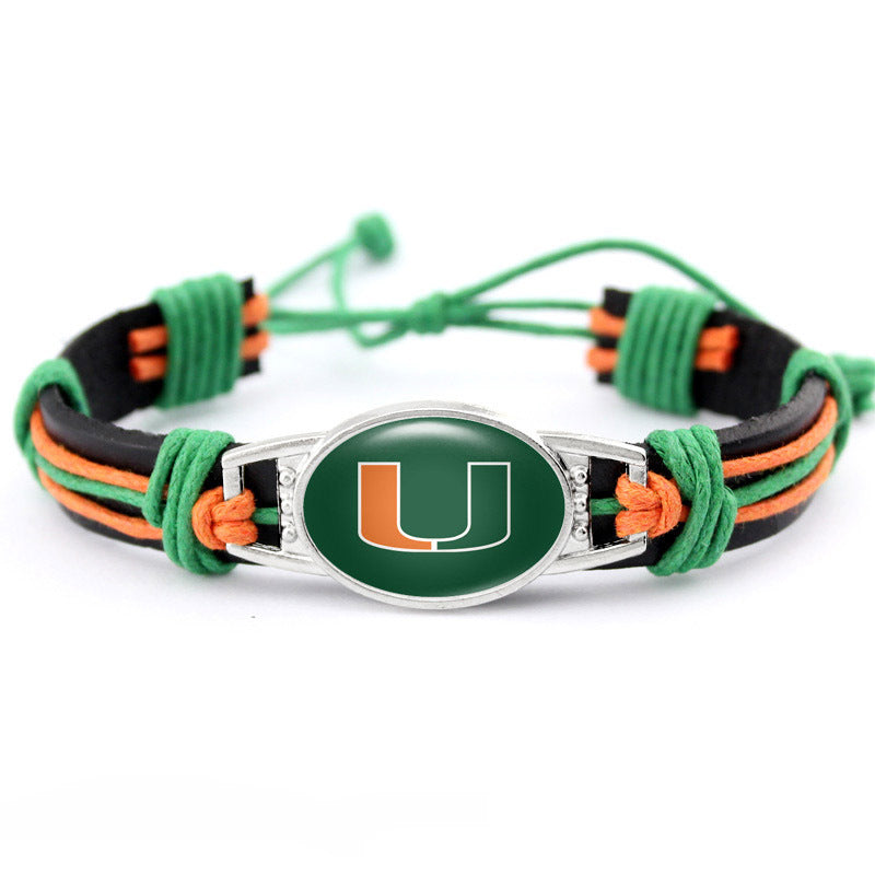 College Team Cowhide Woven Georgian Bulldog Bracelets