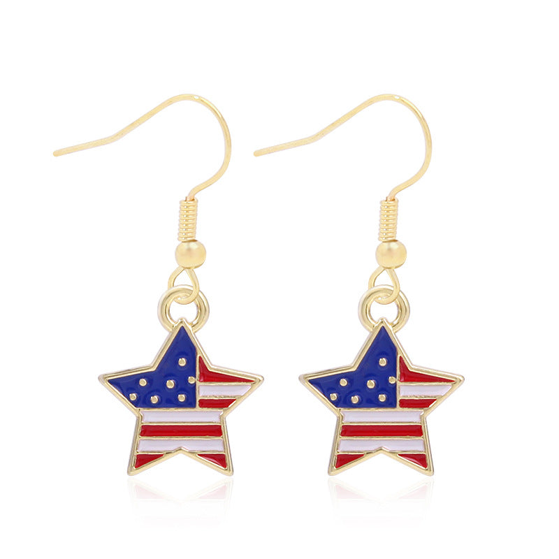 Alloy Dripping Oil Stars Stripes National Rings