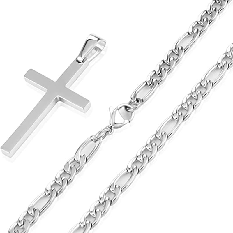 Men's Ornament Stainless Steel Cuban Link Chain Cross Necklaces