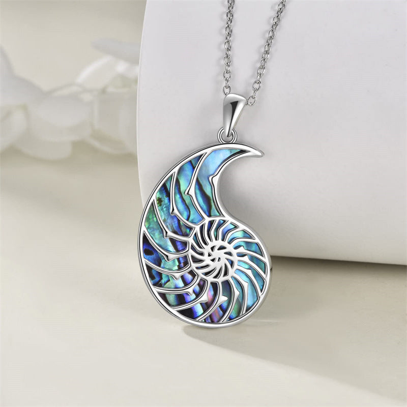 Trendy Stainless Steel Simple Blue Shell Necklace
