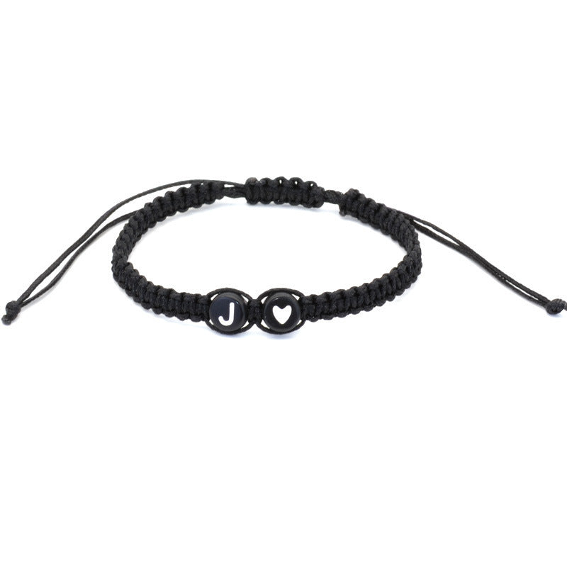 English Letters Love Heart Woven Friendship Bracelets