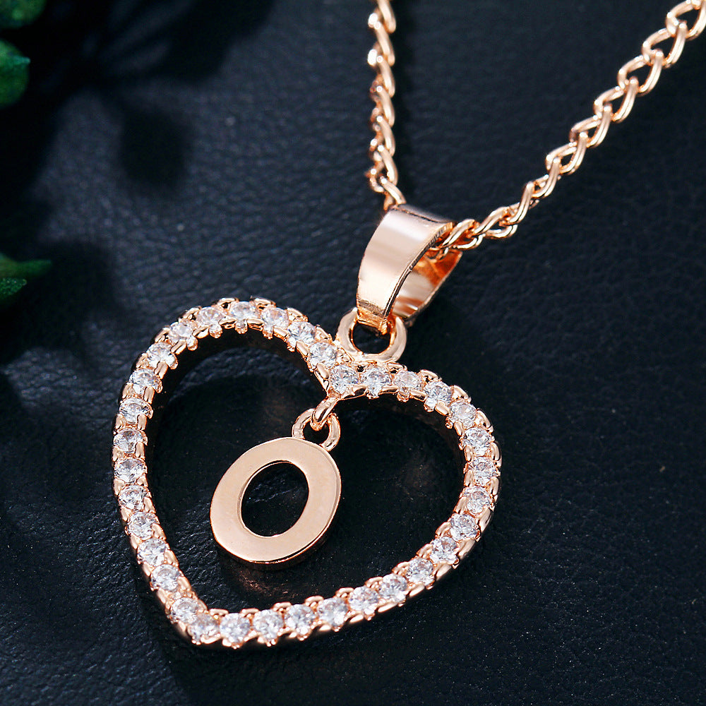 Letter Heart-shaped Zircon Jewelry Clavicle Chain Necklaces