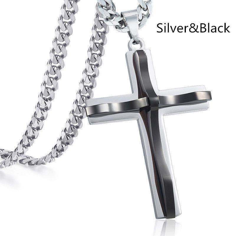 Steel Double Layer Cross Fashion Unique Necklaces