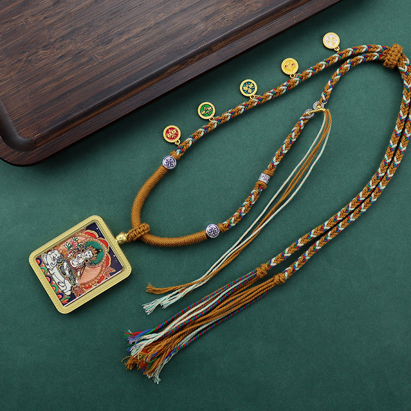 Hand Painted Golden Outline Eight Patron Necklaces