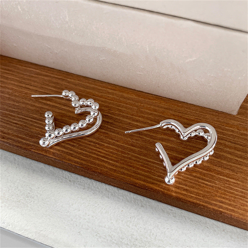 Women's Double Layers Loving Heart For Niche Temperament Irregular Retro Earrings
