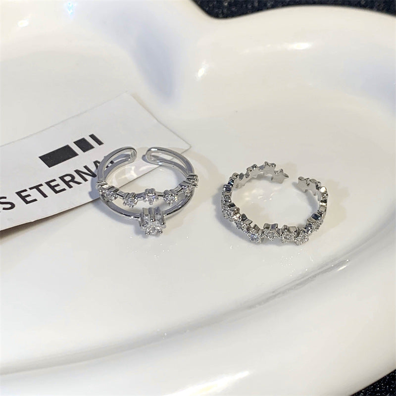 Simple Irregular Pentagram Female Design High Rings