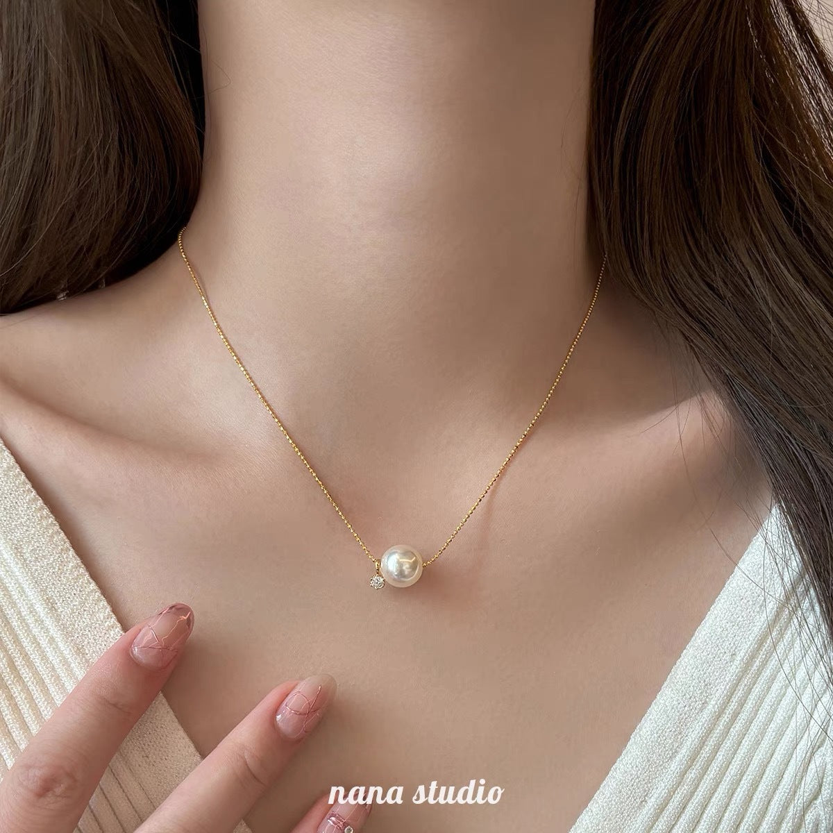 Single Pearl Zircon Female Summer Light Luxury Minority Necklaces