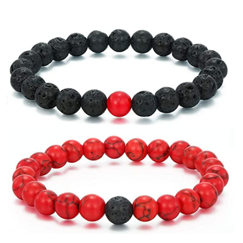 Men's Lava Stone Beads Couple Yellow Tiger Bracelets