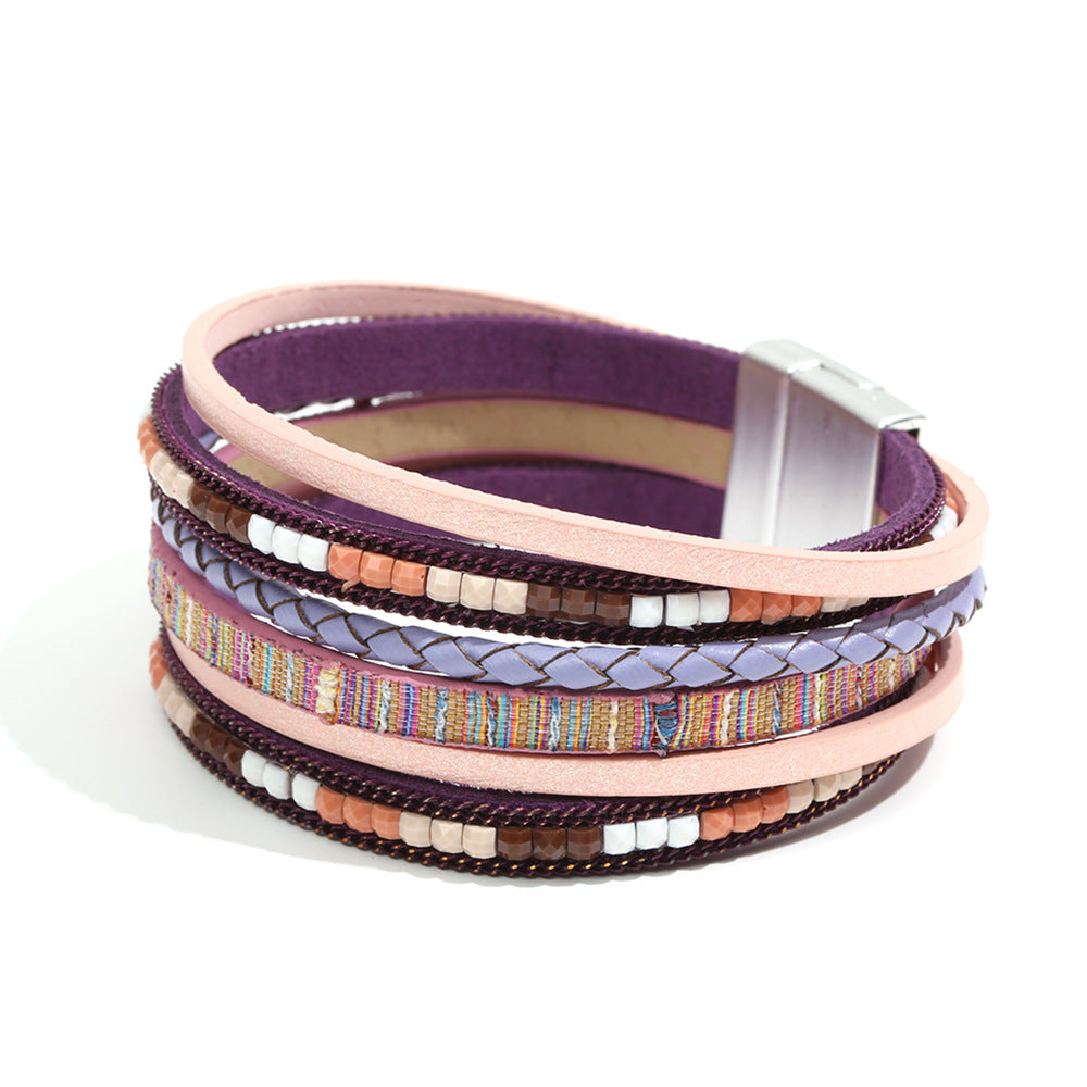 Bohemian Style Woven Magnetic Buckle Hand Strap Bracelets