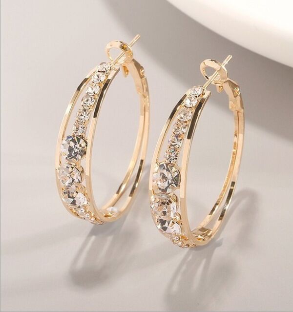 Women's Hot Rhinestone Mosaic Big Circle Ear Earrings