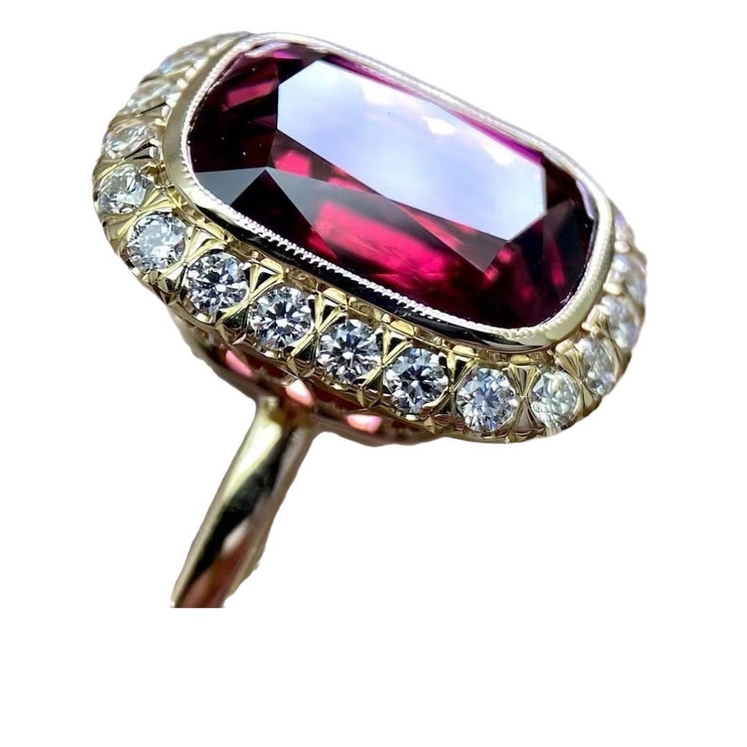 Women's Ornament Style Jacinth Gold-plated Wedding Diamond Rings