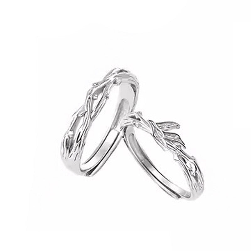 Women's & Men's Sier Pair Of Niche Open Adjustable Rings