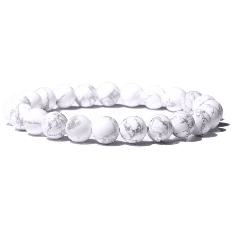 Men's Natural Stone Beads White Turquoise Elastic Bracelets
