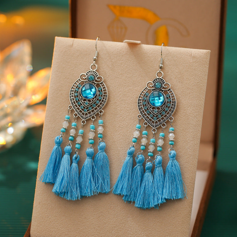 Daisy Vintage Oval Diamond Tassel Leaf-shaped Earrings