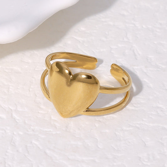 Women's Fashionable Simple Heart-shaped Stainless Steel Cute High-grade Rings