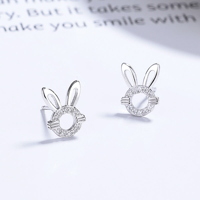 Sterling Sier Hollow Rabbit Female Personalized Earrings