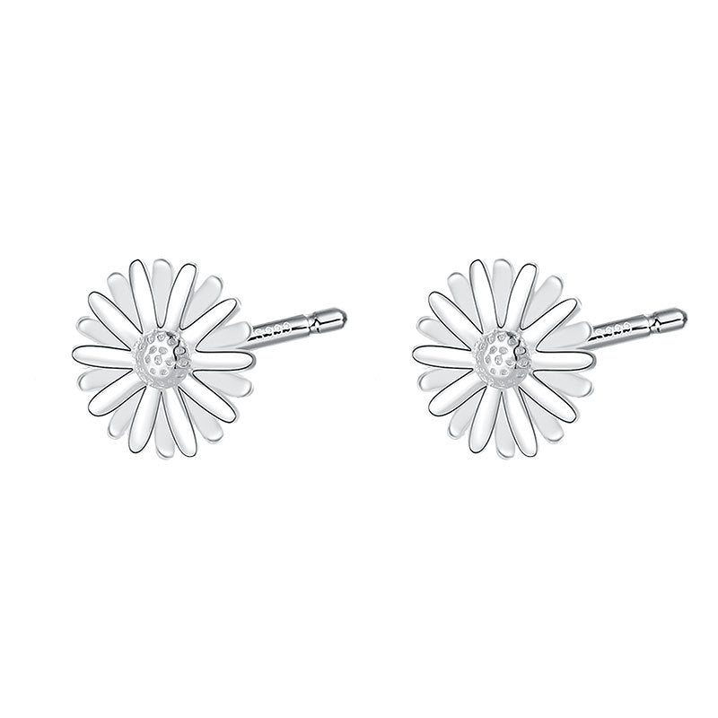 Sier Pure Flower Summer Simple Design Earrings