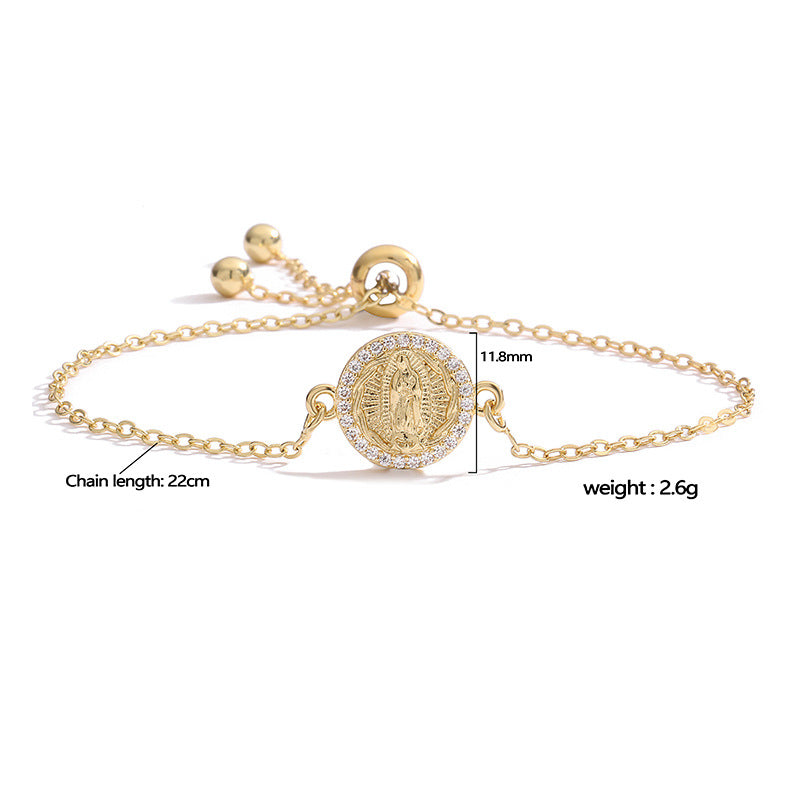 Virgin Mary Adjustable Pull Vintage Oval Portrait Bracelets