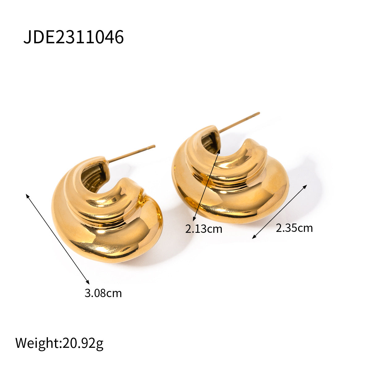 Gold Stainless Steel Shaped Small Size Earrings