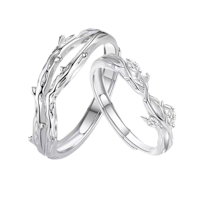 Women's & Men's Pair Fashion Creative Open Minority Simple Rings
