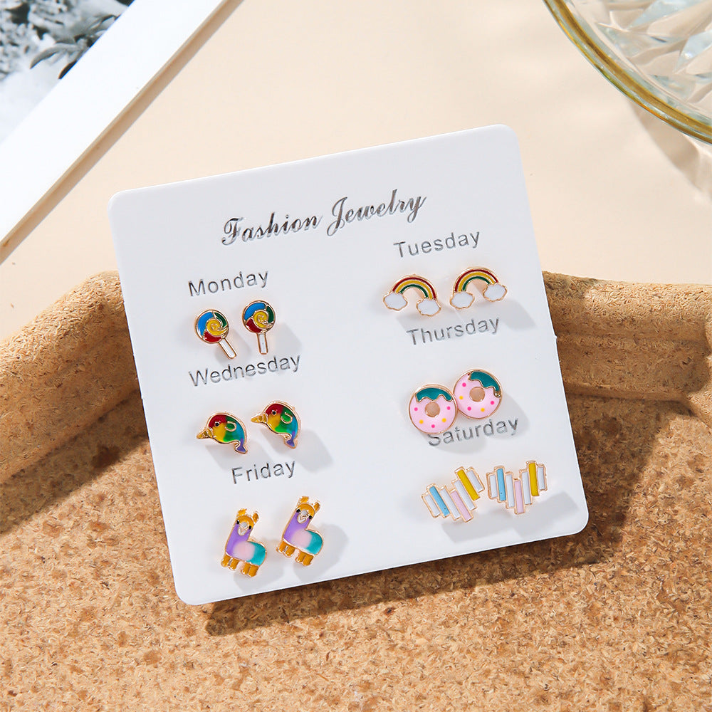 Fruit Week Suit Sweet Cute Small Earrings