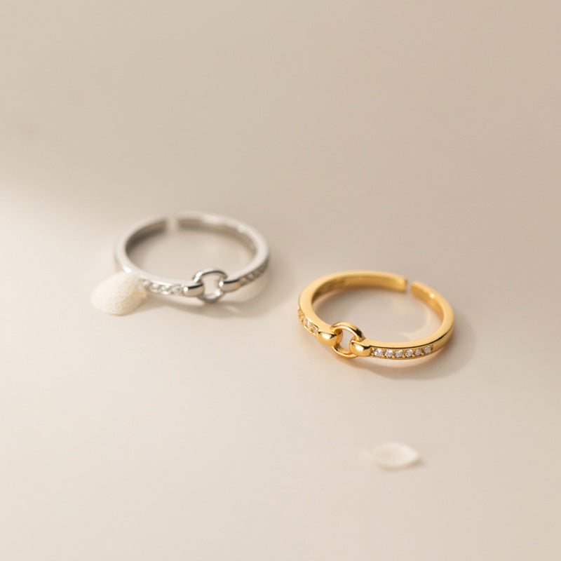Rhinestone Round Female Style Niche Open Rings