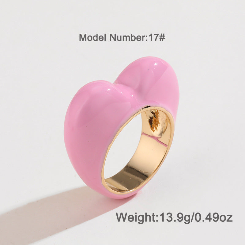 Peach Drop Oil Color Three-dimensional Enamel Rings