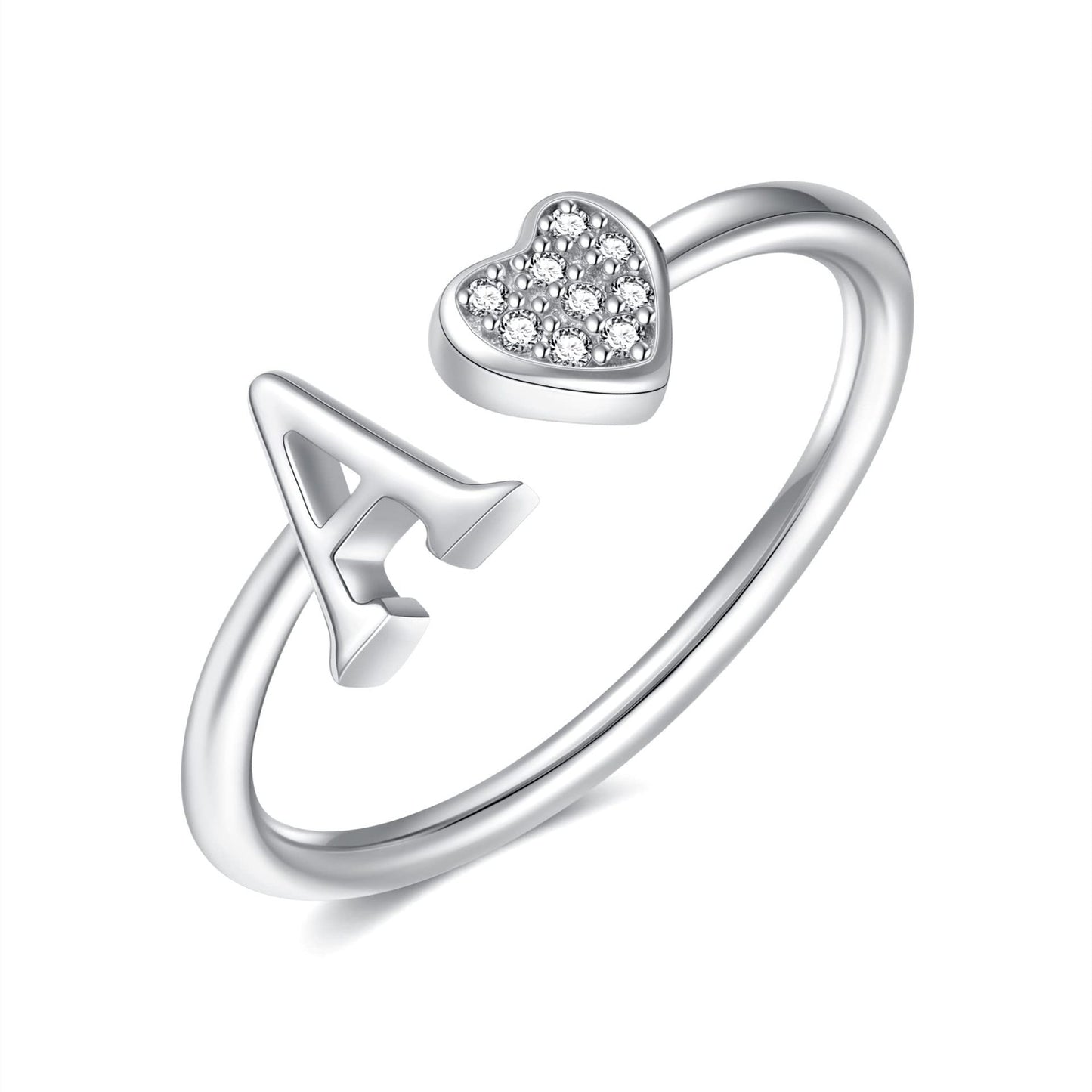 Name First Letters Stackable Zircon Adjustable Rings