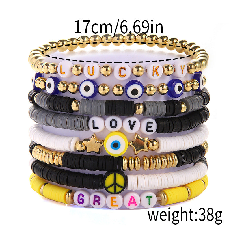 Heart Flowers Good Luck English Letters Bracelets