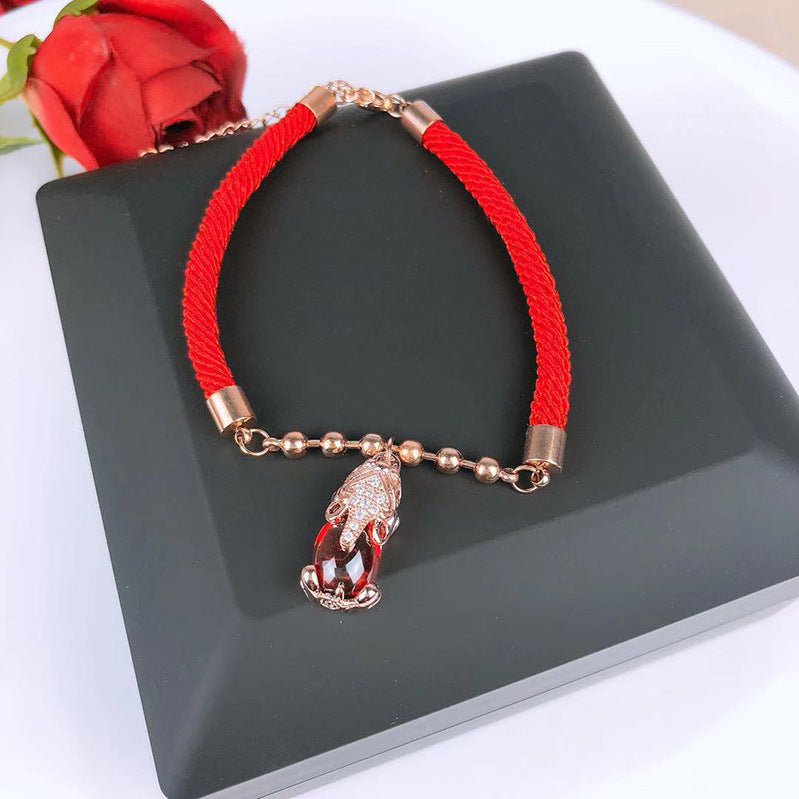 Women's Rose Plated Gold Money Bag Hand Bracelets