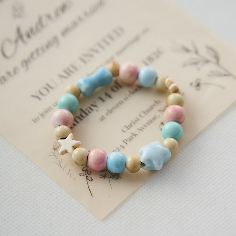 Women's Dopamine Color Ceramic Ancient Style Beaded Bracelets