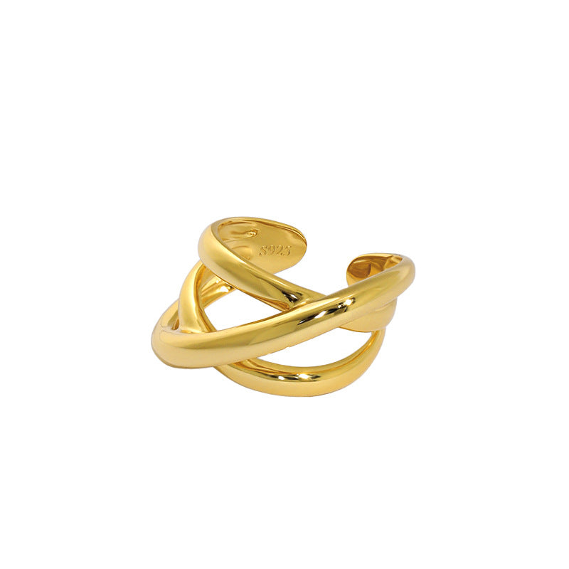 Women's Korean Style Niche Design Retro Distressed Winding Rings
