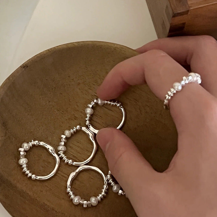 Pieces Of Sier Pearl Female Niche Rings