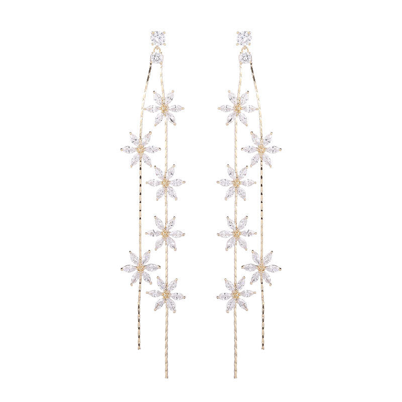 Super Fairy Long Face Modification Zircon Earrings