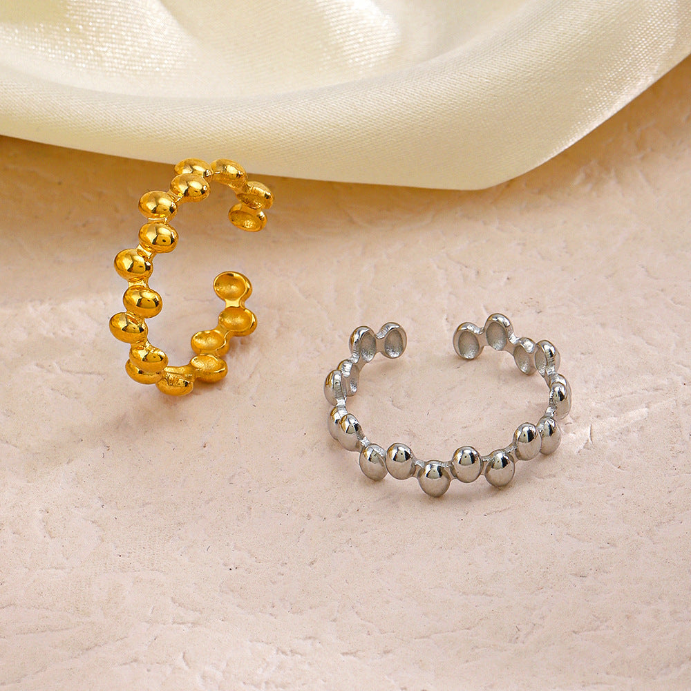 Stitching Irregular Opening Adjustable Stainless Steel Rings