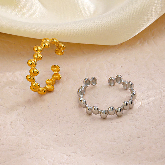 Stitching Irregular Opening Adjustable Stainless Steel Rings