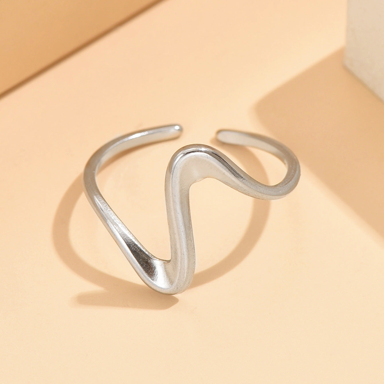With Personality Curve Open Stainless Steel Rings