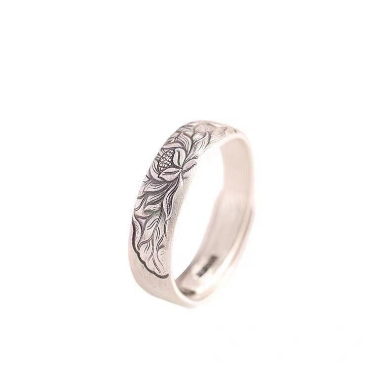 Women's & Men's Style Lotus Trendy Personalized Niche Design Minimalist Creative Index Rings