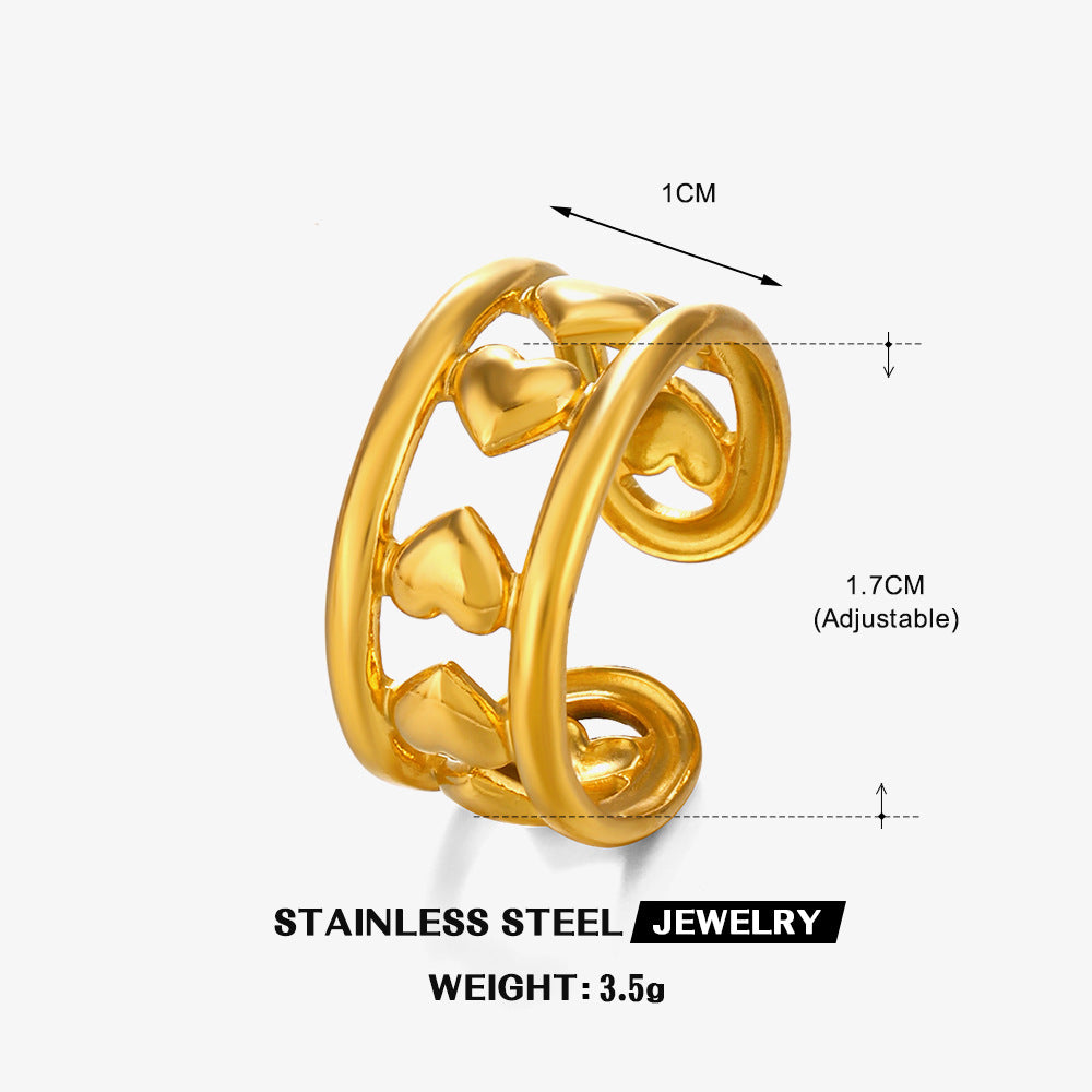 Popular Stainless Steel Bow Love Heart-shaped Rings