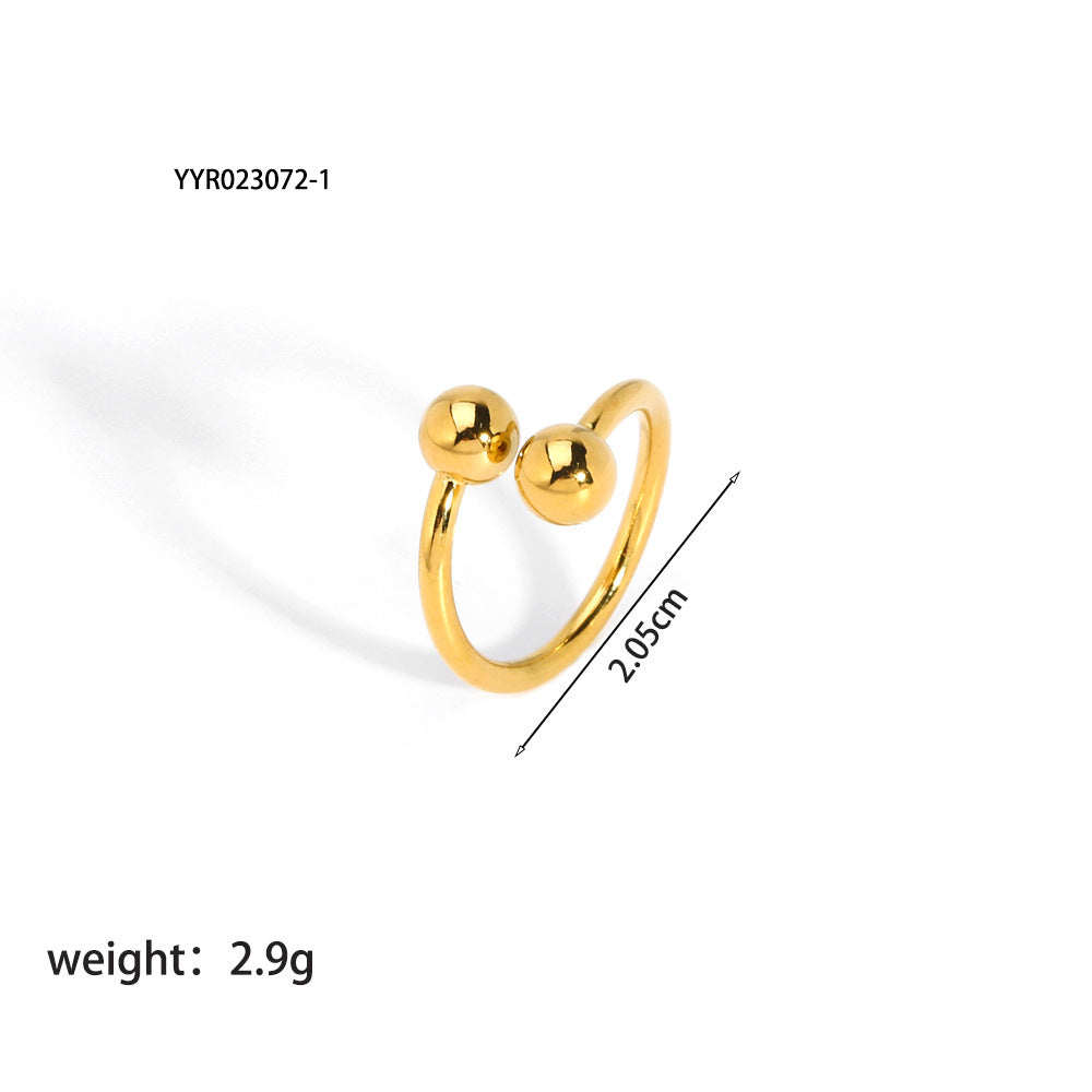 Women's Personalized Stainless Steel Gold Ball Open Rings