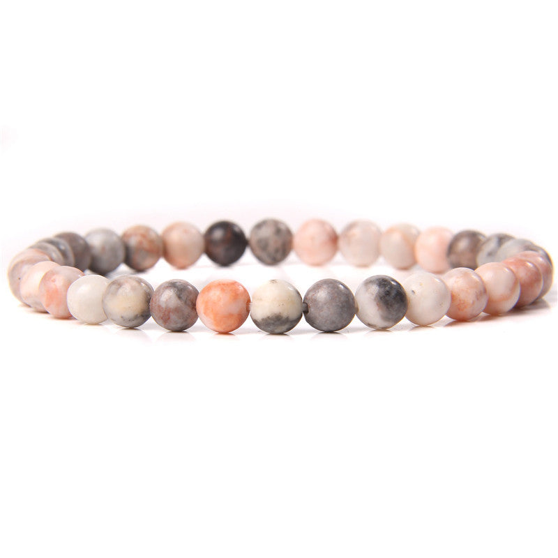 Women's & Men's Single Circle Beaded Natural Agate Stone Bracelets