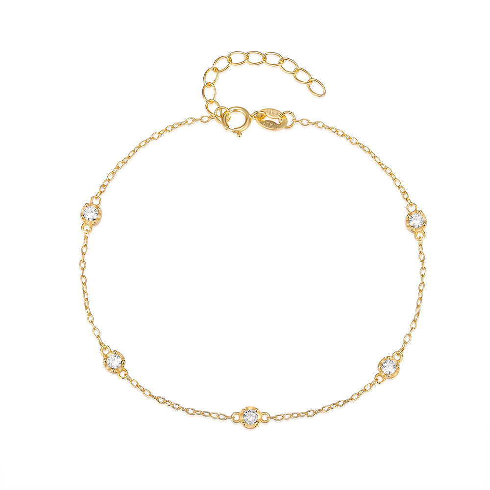 Women's Sterling Sier Classic Simple Diamond Versatile Bracelets