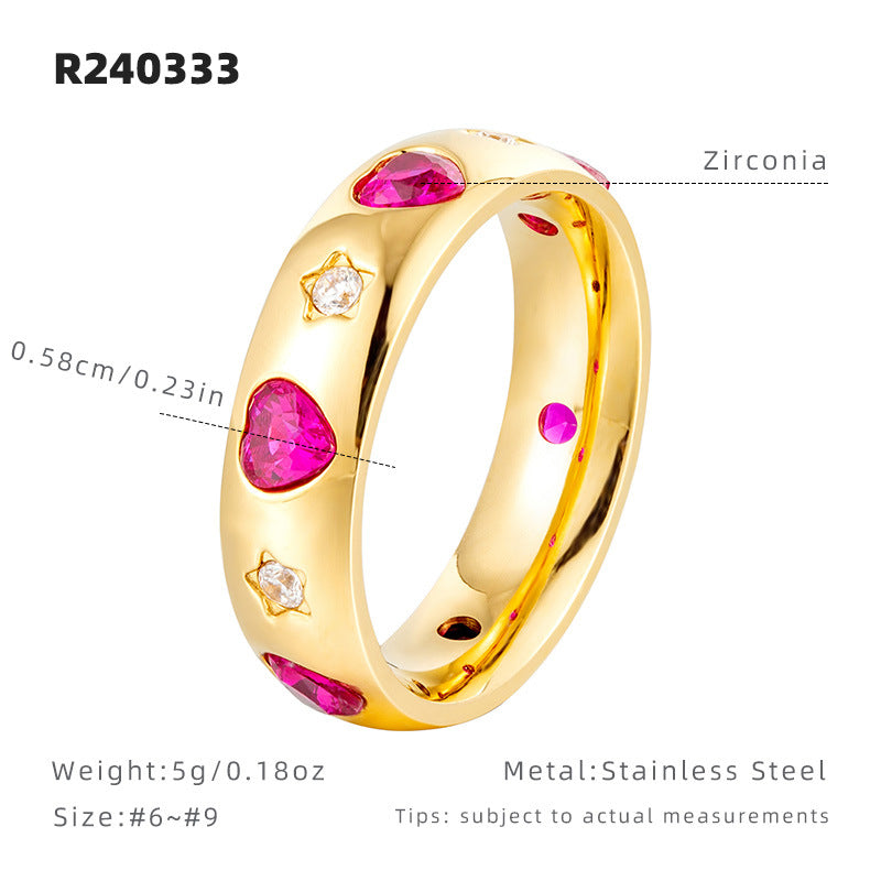 Star Zircon Advanced Affordable Luxury Fashion Niche Titanium Steel Ring