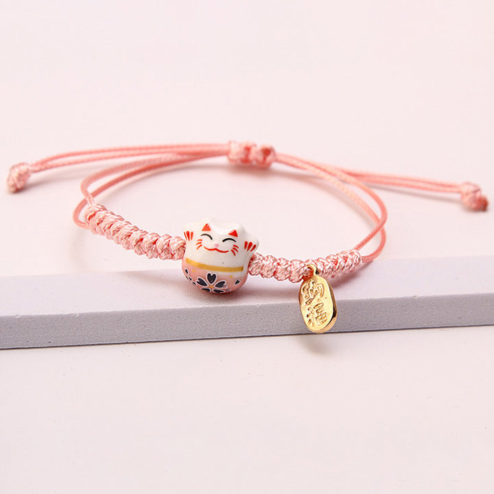 Women's Line Ceramic Fortune Cat Niche Design Bracelets