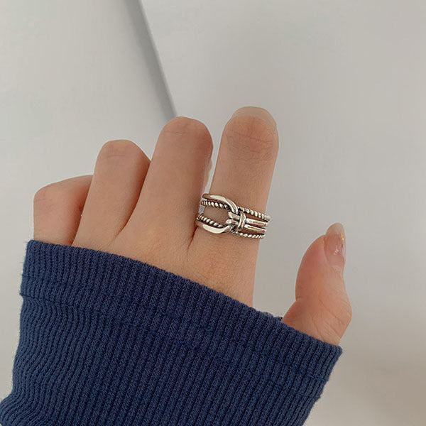 Women's Retro Line Combination Sier Simple Fashion Rings