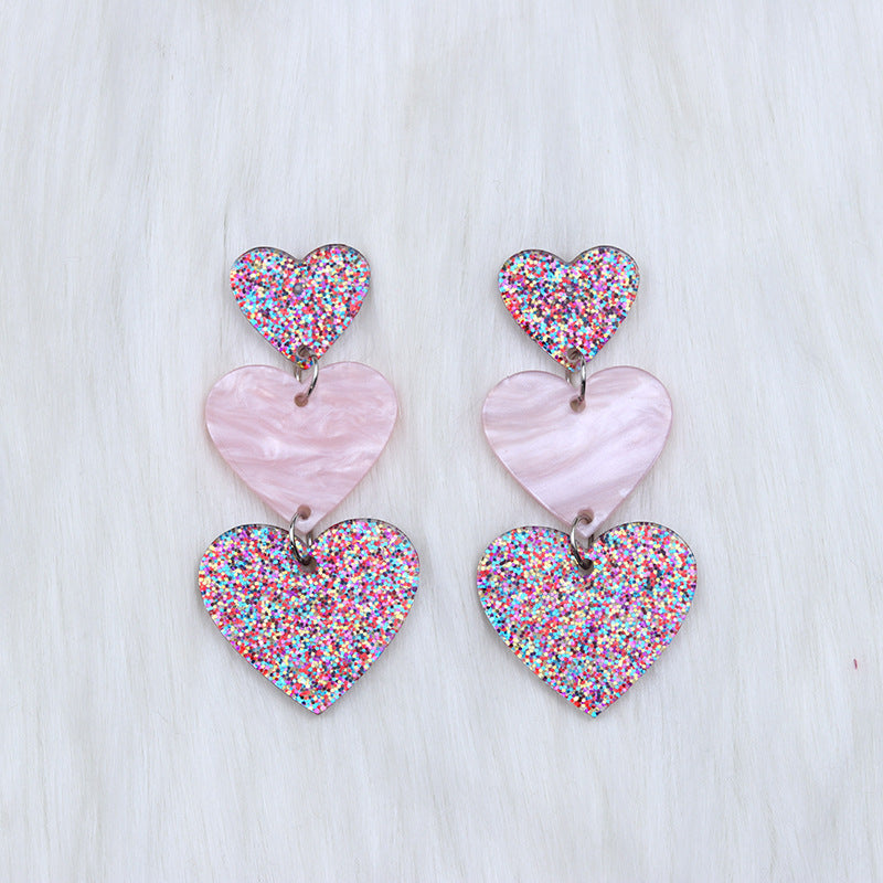 Women's Asymmetric Love Heart Acrylic Simple Fashion Personality Earrings